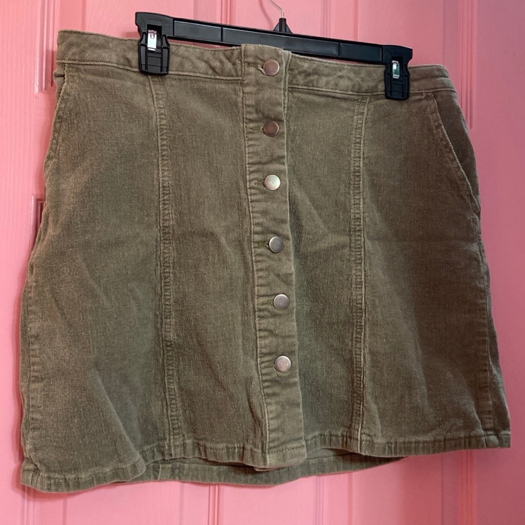 Maurices Button Up Olive Green Skirt